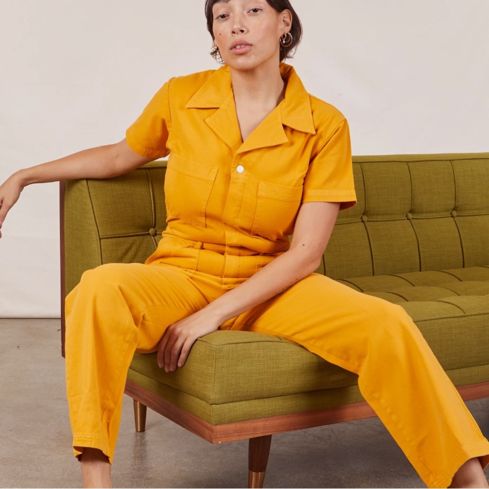 Big Bud Press SHORT SLEEVE JUMPSUIT - MUSTARD YELLOW